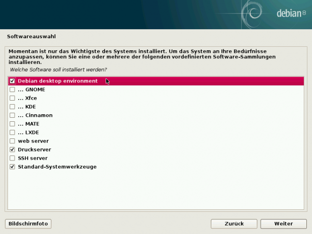 ...bis auf die Softwareauswahl, in der jetzt Desktops zur Auswahl stehen. (Screenshot: Golem.de)
